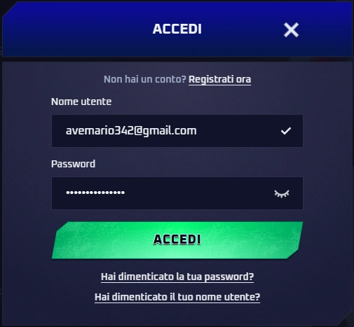 Form di login Sportaza Casino