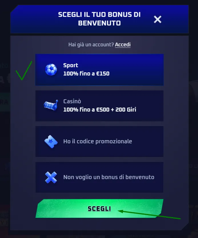Registrazione Sportaza - Crea il tuo account